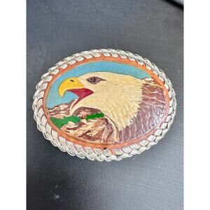 Vintage Leather Handcrafted Bald Eagle Belt Buckle